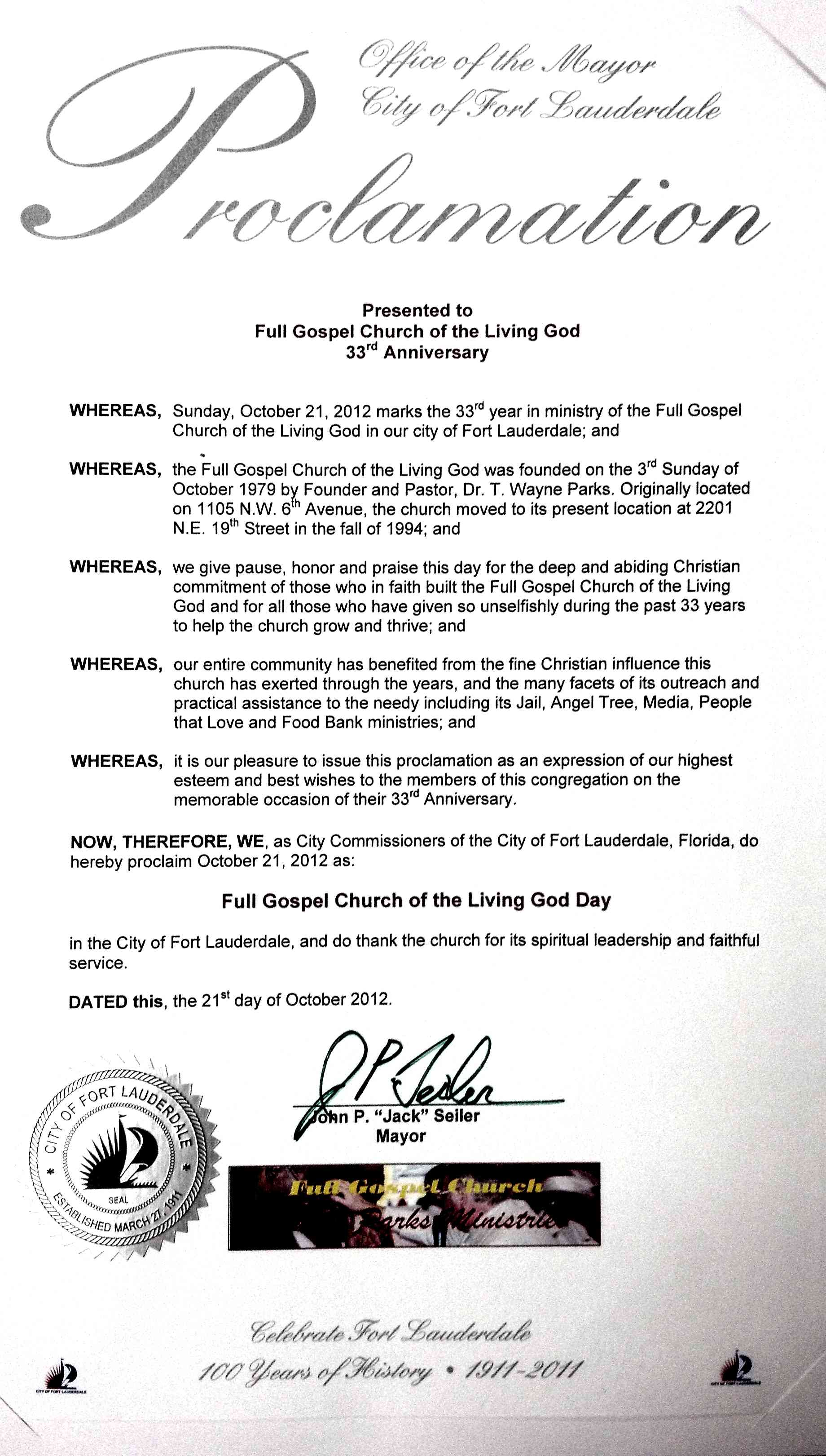 City of Fort Lauderdale Proclamation